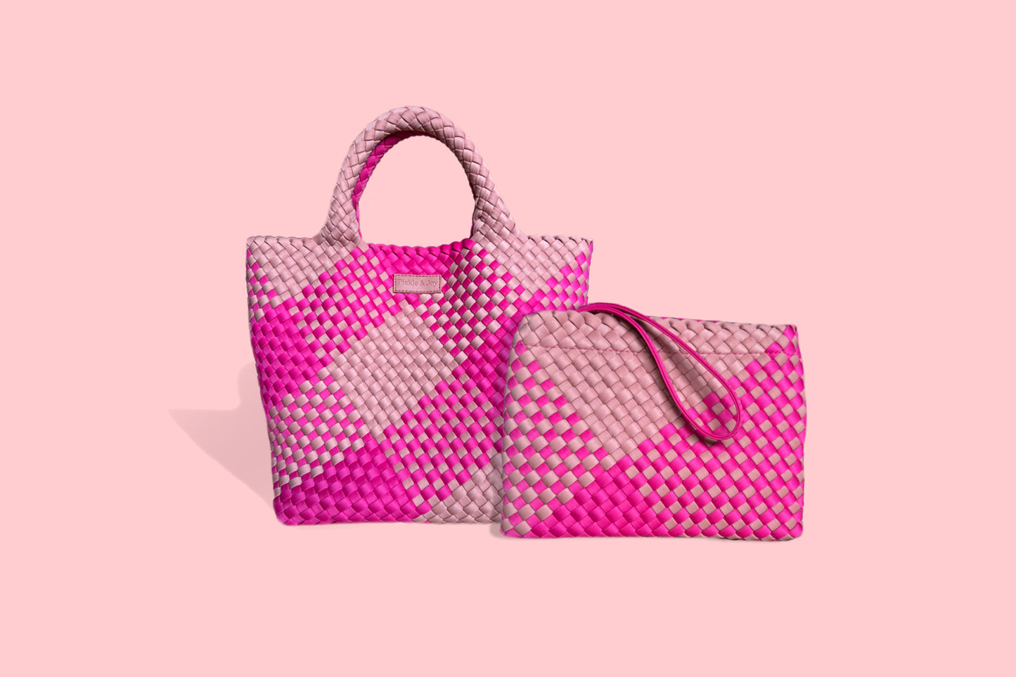 Classic Hot Pink and Blush Woven Tote