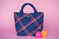 Classic Navy with Pink and Orange Stripes Woven Tote